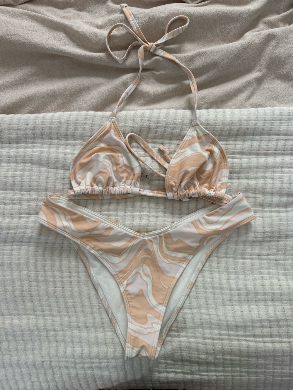Abercrombie Orange/Pink Swirl Triangle Bikini Set - Women Swim Bikinis